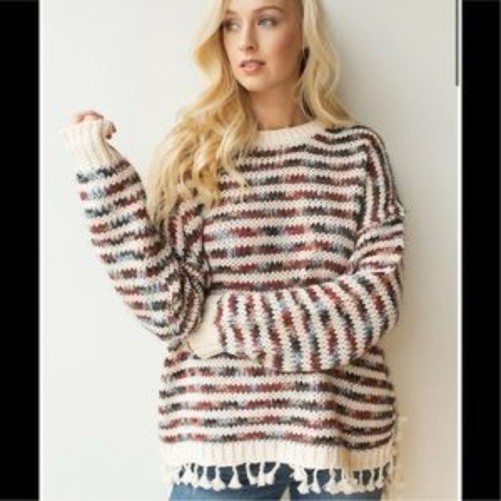 Fate Multicolor Striped Crew Neck Sweater